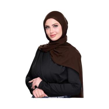 Imagem de Hijab Muçulmano De Cor Sólida Em Chiffon Bolha, Lenço Feminino Islâmic