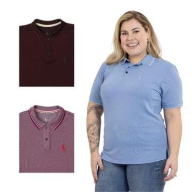 Imagem de Kit 3 Camisa Polo Feminina Plus Size Casual Dia a Dia-Feminino