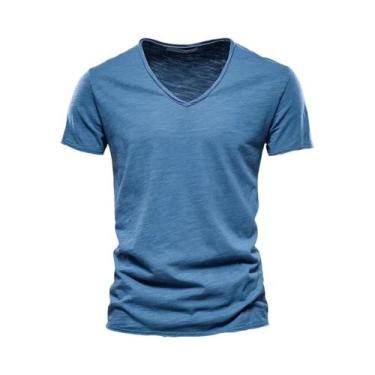 Imagem de Camiseta Masculina Slim Fit - Algodão, Decote V, Manga Curta, BR-G5, F
