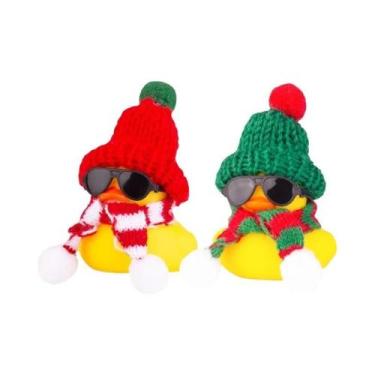 Imagem de Enfeite De Carro De Pato De Borracha De Inverno Com Mini Chapéu E Cach