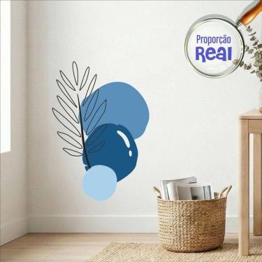 Imagem de Adesivo Floral Boho Azul Estilo Nórdico 55x80 Minimalista Mod.02