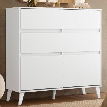 Imagem de Cômoda Sapateira Palumóveis Dora 4 Gavetas e 2 Portas Basculantes
