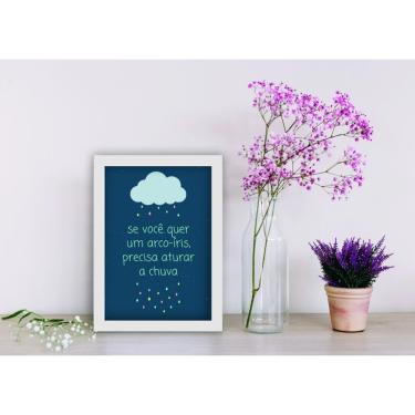Imagem de Quadro Decorativo Arco Íris com Frase Motivacional Retangular 20 X 30 em Madeira com Ou...