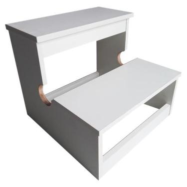 Imagem de Escada Auxiliar Clinica Estética Casa Consultório 2 Degraus Mdf Branca