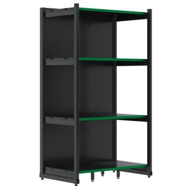 Imagem de Rack Fit Parede 1 Inicial 2,02X0,90X0,60 4 Bandejas Amapá, Preto Perfi