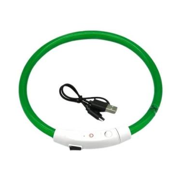 Imagem de Coleira De Cão LED Recarregável Com Fibra Óptica, Luminosa E Antiperda