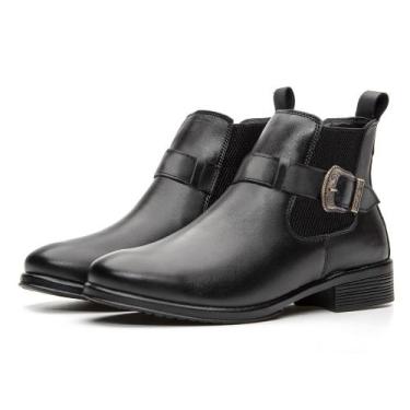 Imagem de Bota Chelsea Feminina Couro Látego Confortável Cano Curto Casual - IGO