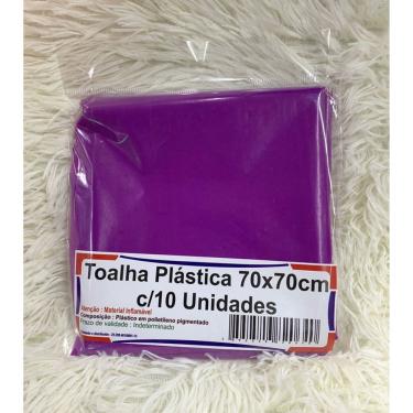 Imagem de Kit Toalha de Mesa Quadrada Lisa Plástica 70x70cm 10 Peças Roxo para Festa e Casamento OEM
