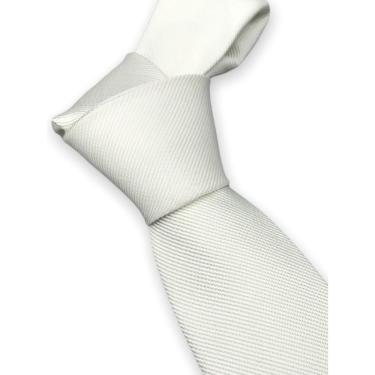 Imagem de Gravata Slim Social OEM Listrada em 100% Poliéster 150cm X 6cm Branco Adulto