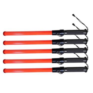 Imagem de Bastao Sinalizador LED Apito Kit 5 Viario Balizador Fiscal Emergencia 