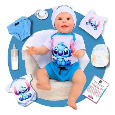 Imagem de Bebê Reborn Menino Boneco Realista De Silicone Stitch - ADORAREBORN