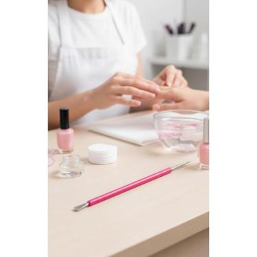 Imagem de Espátula Unhas Dupla Inox Rosa 15cm Manicure Podologia - Congratulatio