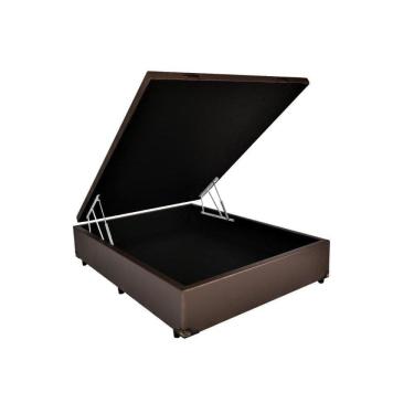 Imagem de Cama Box Baú Casal Sintético Marrom 38x138x188