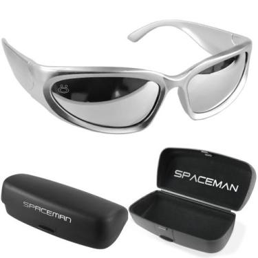 Imagem de oculos sol masculino Y2k Bale Oval Trap Ref Rap Hype + case prateado e
