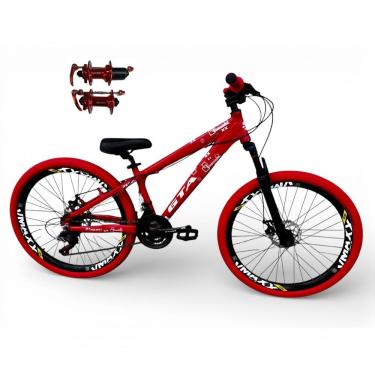 Imagem de Bicicleta 26 Gta Rebel Freeride Cor Vermelho 24v Cubo K7 Barulhento Freio A Disco Rodas...