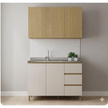 Imagem de Cozinha Modulada 2 Peças Canary Off White 100% MDF - Florença Móveis S