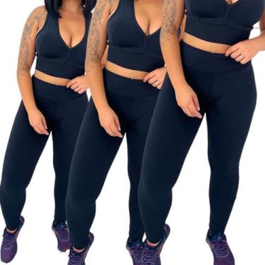 Imagem de Kit 3 Legging Suplex Flanelada Feminina Fitness Academia - Anj Modas, 