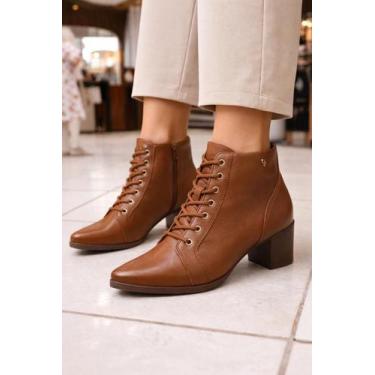 Imagem de Bota Pegada Feminina Couro Salto Bloco Pinhão, Pinhão, 38