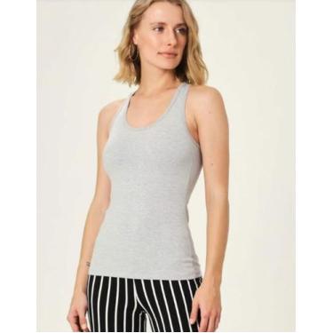Imagem de Blusa Regata Nadador Feminina Básica em Cotton Light Malwee, Cinza, P