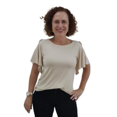 Imagem de Blusa Feminina Manga curta Babado Estilo Elegancia Trabalho - UNIÃO MO