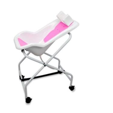 Imagem de Cadeira de Banho Enxuta Dobrável Infantil Rosa Até 40kg Vanzetti
