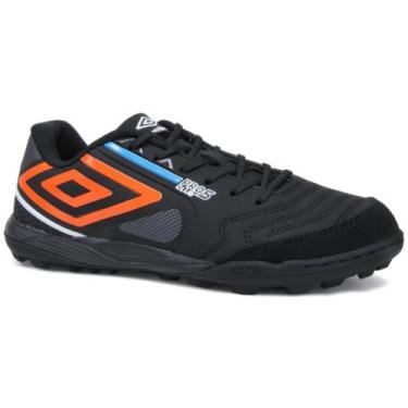 Imagem de Chuteira Society Umbro Pro 5 Bump Masculino, 38, Preto, Laranja, Azul