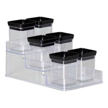 Imagem de Kit 7 Porta Temperos Lumini Black Organizador Decorativo - Paramount
