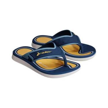 Imagem de Chinelo Infantil R Line Plus Branco Azul Amarelo Rider 12453-BI441, 30