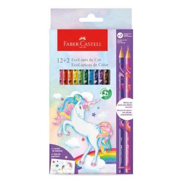 Imagem de Kit Ecolápis de Cor Faber-Castell Unicórnio 12+2 Cores Escolar