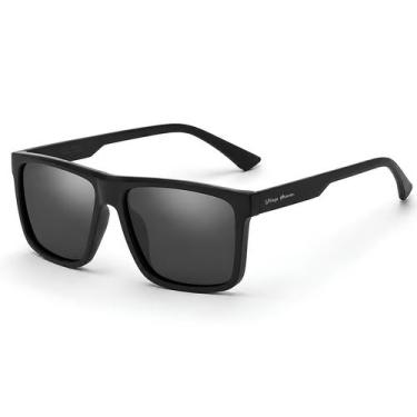 Imagem de Óculos de Sol Masculino Preto Fosco Quadrado Com Proteção UV400 Filtro