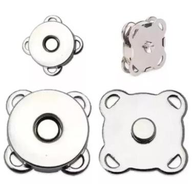 Imagem de Kit 5 Botão Imantado Magnético Fecho P/ Bolsa cor Níquel 18mm Imã - BE