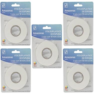 Imagem de Kit Fita Dupla Face De Espuma 1,8 cm x 3 Metros Com 5 Rolos