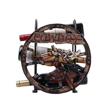 Imagem de Pkfinrd Prateleira de vinho criativa cabeça de cavalo retrô artesanato armário vinho vinho prateleira decoração de casa ornamentos 29,8 x 16 x 32,5 cm