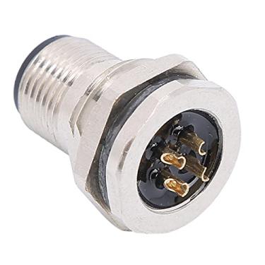 Imagem de Tomada à prova d'água, conector circular de 4 pinos CA/CC 250 V M12‑F‑P4 Boa condutividade 4A para dispositivos de energia externos