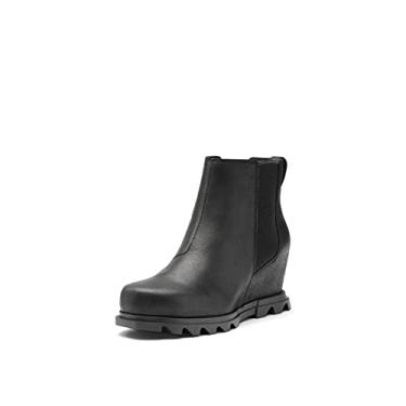 Imagem de SOREL Bota feminina Joan of Arctic Wedge III Chelsea — Botas anabela de couro impermeáveis, Preto, sal marinho, 11