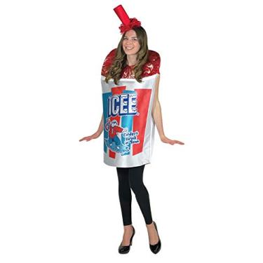 Imagem de Fantasia vermelha brilhante Icee Slurpee Slush Puppie vestido para festa masculina fantasia de Halloween, tamanho único adulto