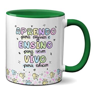 Imagem de Caneca Presente Professor Aprendo Ensino Vivo Para Educar (Verde)