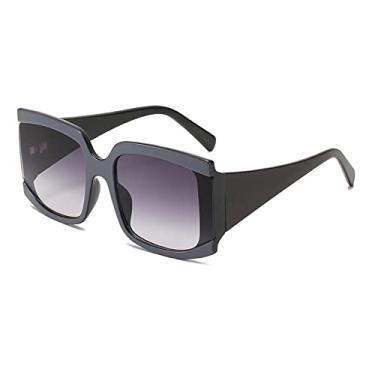 Imagem de Óculos de sol quadrado grande branco rosa para mulheres moda armação grande gradiente óculos de sol feminino uv400 sombra preto, cinza cinza, um