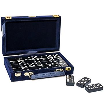 Imagem de Conjunto de Dominó Fashion Avenue Designer Double Six Preto Profissional Tamanho Jumbo com Spinners