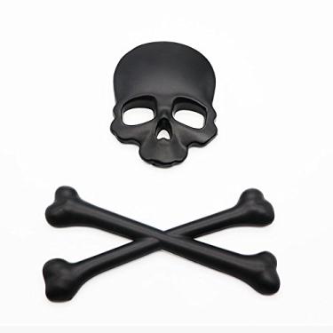 Imagem de Adesivo Skull Caveira 3d Emblema Carro Moto Harley Preto