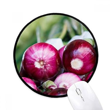 Imagem de Mouse pad de cebola temperada fresca para mesa de escritório tapete redondo para computador