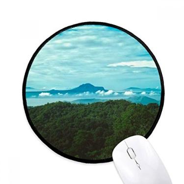 Imagem de Blue Sky Green Forest Science Nature Cenário Mouse Pad Desktop Escritório Tapete Redondo para Computador