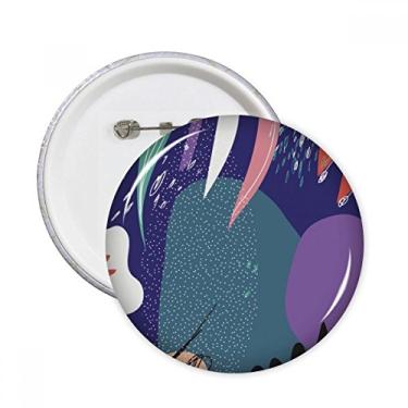 Imagem de Azul abstrato plantas arte padrão pinos redondos crachá botão emblema decoração acessório 5 peças