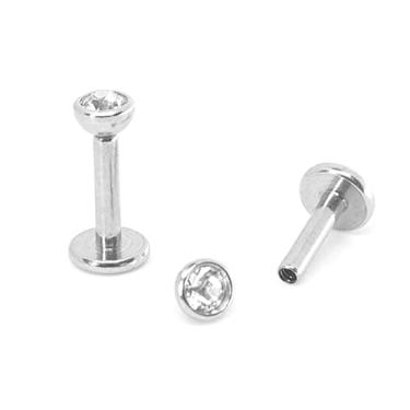 Imagem de Piercing Labret Aço Cirúrgico Ponto de Luz com Zircônias Rosca Interna