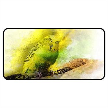 Imagem de Vijiuko Tapetes de cozinha amarelo aquarela periquito papagaio área de cozinha tapetes e tapetes antiderrapante tapete de cozinha tapete de pé lavável para chão de cozinha casa escritório pia lavanderia interior exterior 101,6 x 50,8 cm