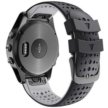 Imagem de COOVS Pulseira de relógio Quickfit de 22 mm para Garmin Fenix 7 6 6Pro 5 5Plus Pulseira de silicone para Approach S60 S62 Forerunner 935 945 Pulseira (Cor: Preto Cinza, Tamanho: 22mm Fenix 5 5Plus)