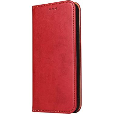 Imagem de RAYESS Capa carteira para iPhone 14/14 Plus/14 Pro/14 Pro Max, capa de telefone de couro flip com slots de cartão suporte capa protetora de fechamento magnético forte (cor: vermelho, tamanho: 14)