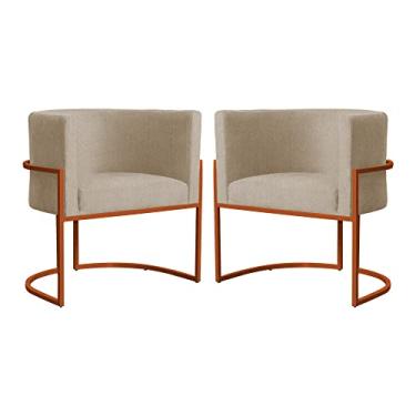 Imagem de Kit 02 Poltronas Decorativa Luana Base Bronze Suede Cores - DS Estofados