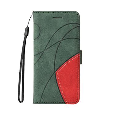 Imagem de Capa de couro para celular com emenda de duas cores com vários compartimentos para cartão capa traseira para celular Huawei Nova 9 (verde, para Huawei Nova 9)