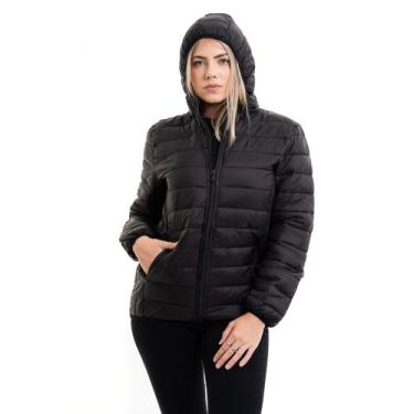 Imagem de Jaqueta Feminina Puffer Motoqueira Nylon Impermeável Blusa De Frio - S